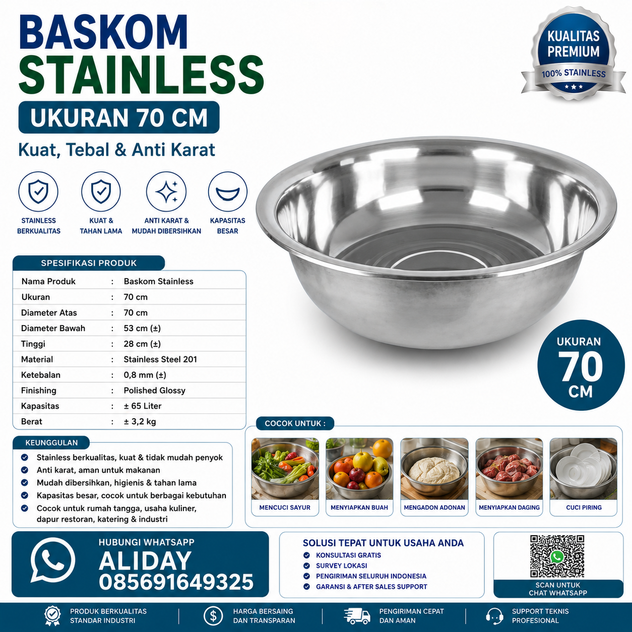 Baskom Stainless UK 70