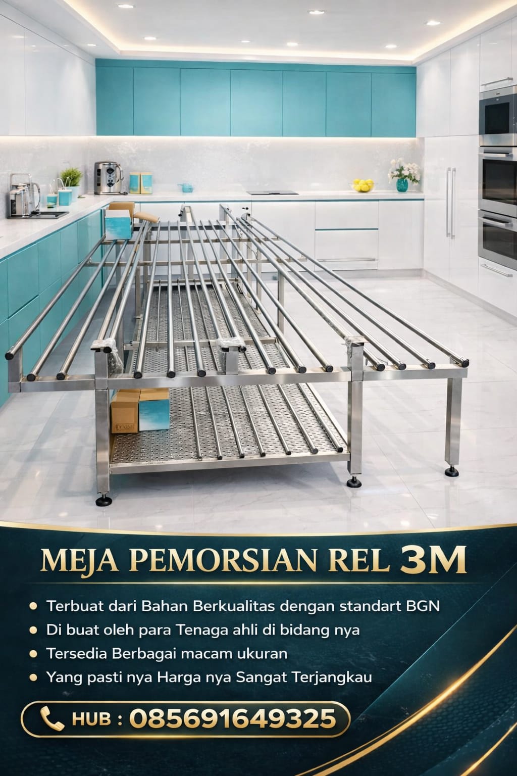 Meja Pemorsian Rel 3M