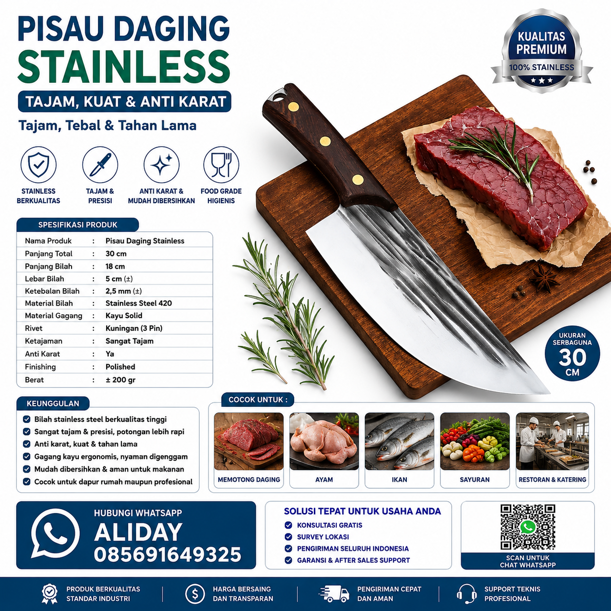 Pisau Daging Stainless