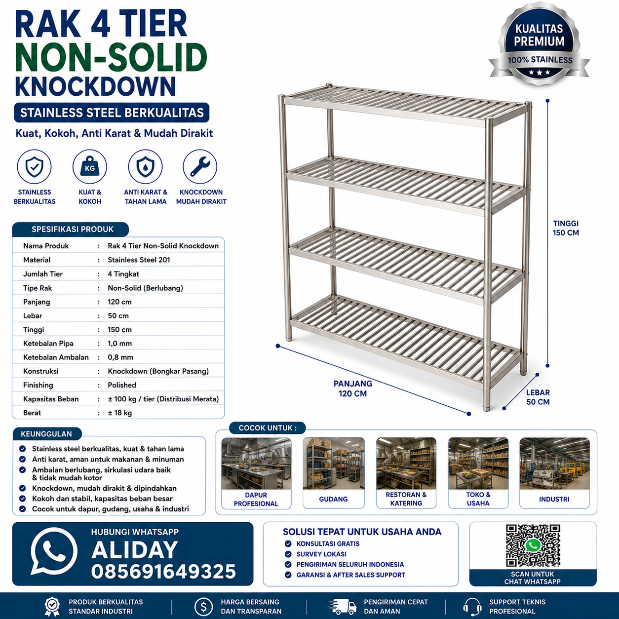 Rak 4 Tier Non Solid Knockdown