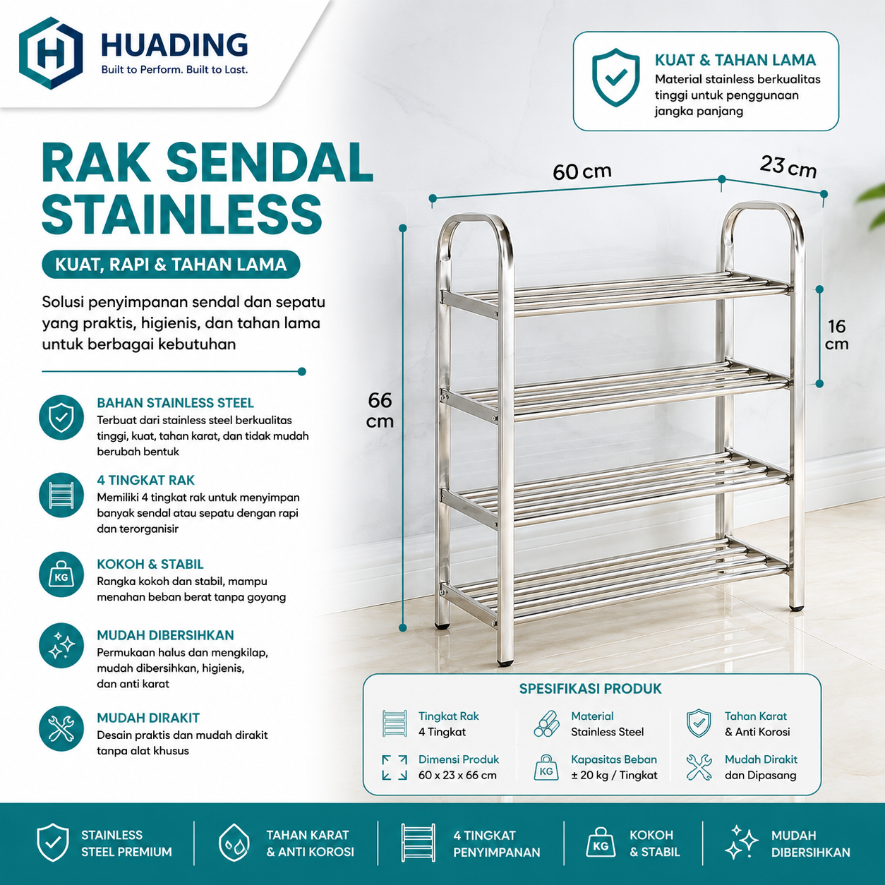 Rak Sendal Stainless